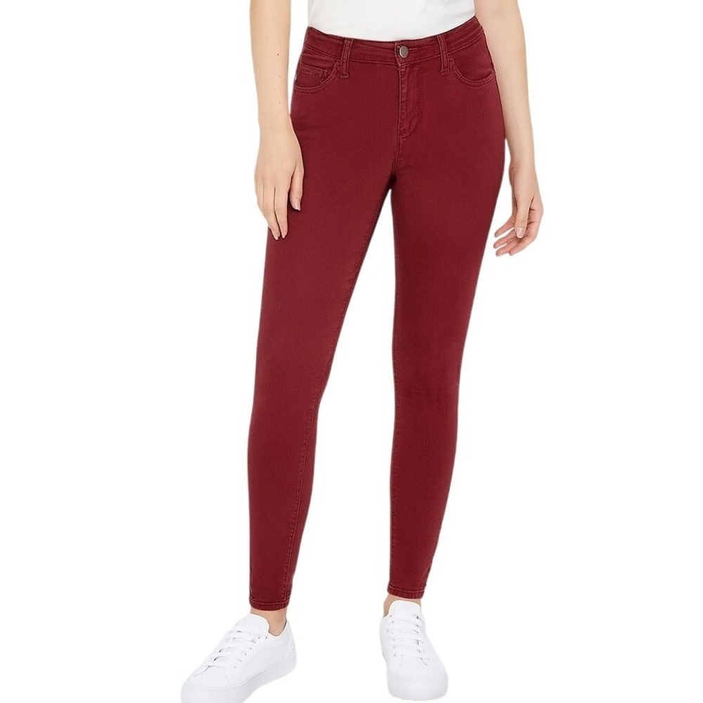 Hudson Nico Midrise Ankle Jeans Womens 26 Red Skinny Raw Hem Stretch Made in USA